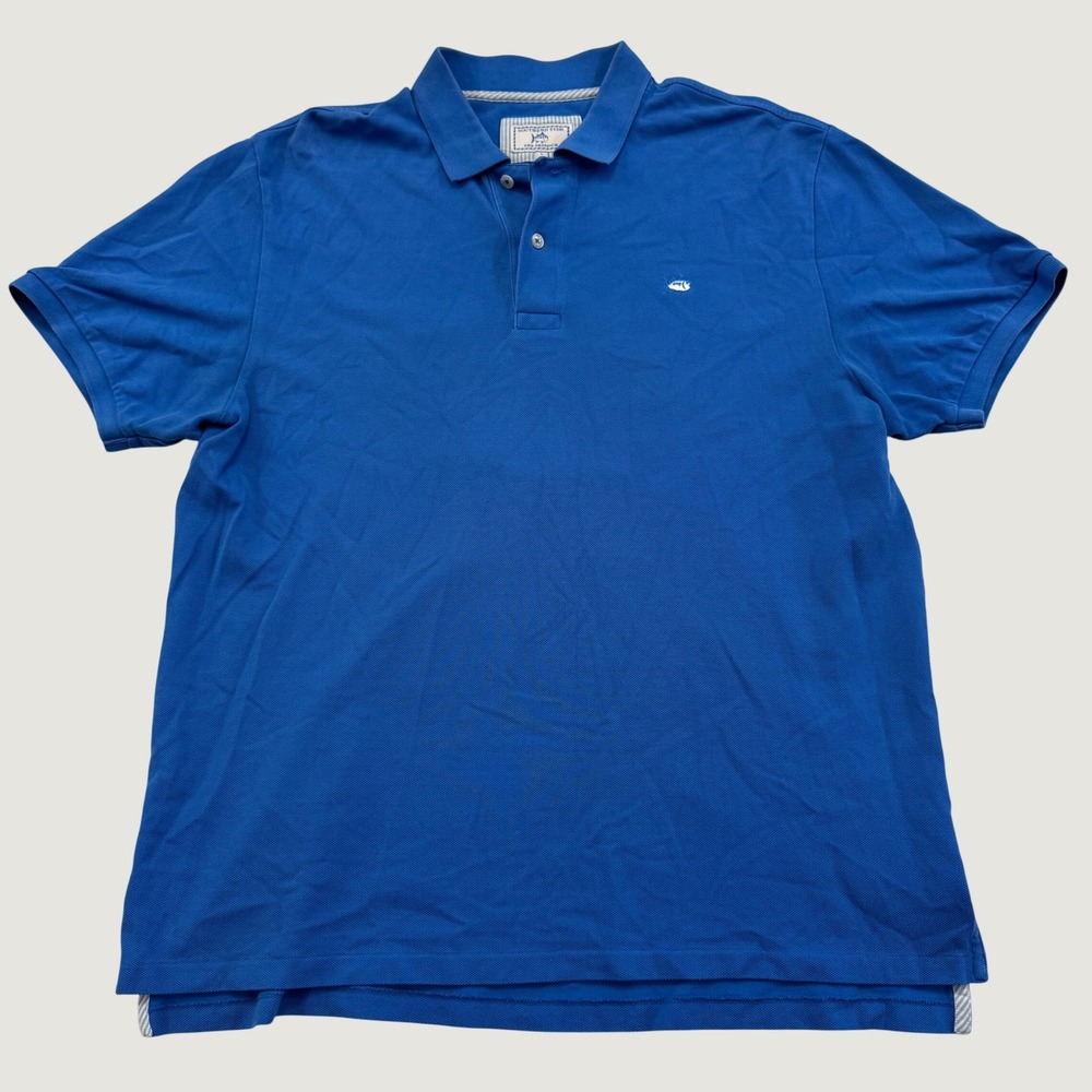 Southern Tide The Skipjack Polo Shirt Mens Large Blue Short Sleeve Pique Cotton